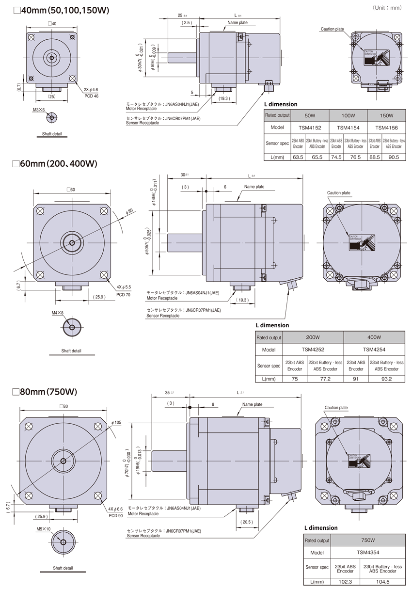 Outline ( Without brake & oil seal )