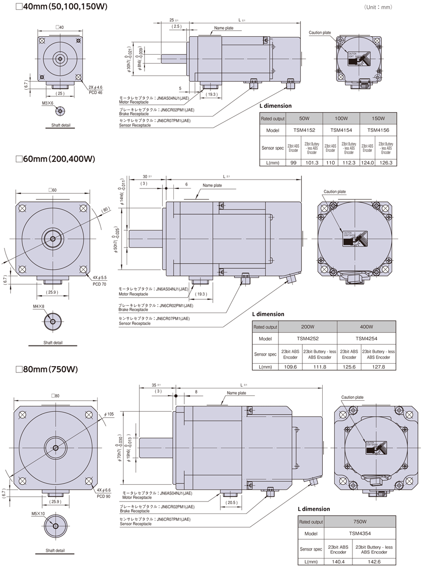 Outline ( With brake type , Without oil seal )<